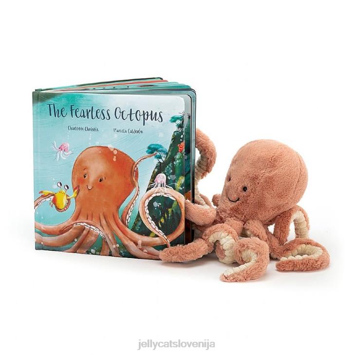 sl Jellycat knjiga o neustrašni hobotnici in odell octopus apricot P622810 knjiga