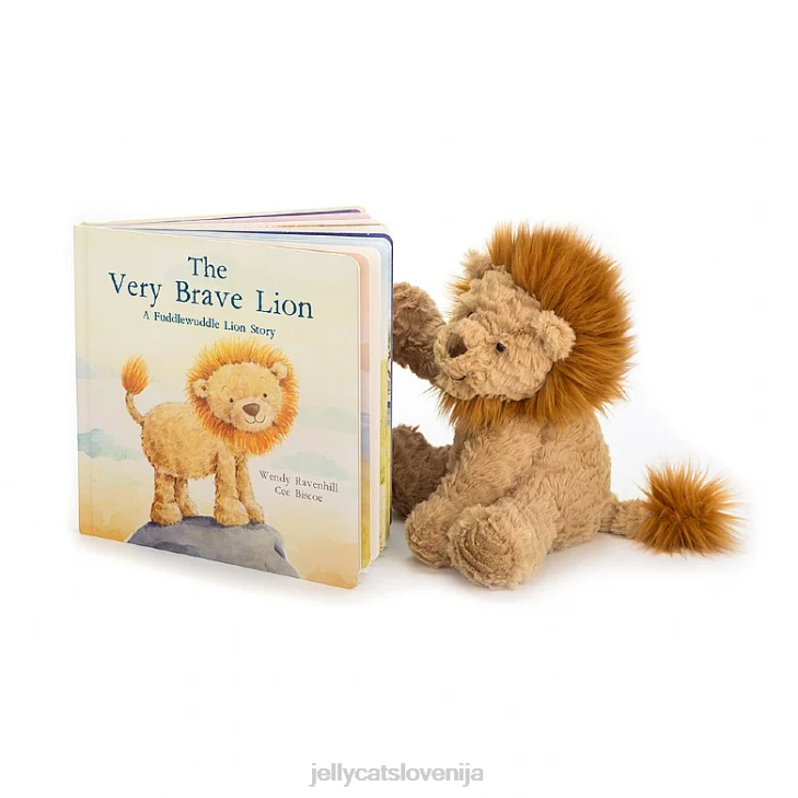 sl Jellycat knjiga zelo pogumnega leva in fuddlewuddle lion tan P622692 knjiga