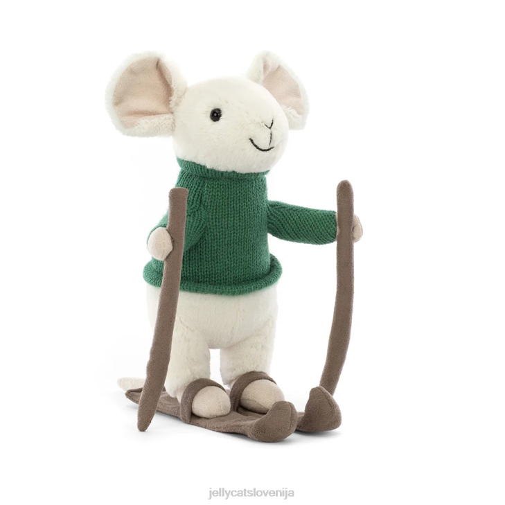 sl Jellycat vesela miška smučanje zelena P622233 igrača