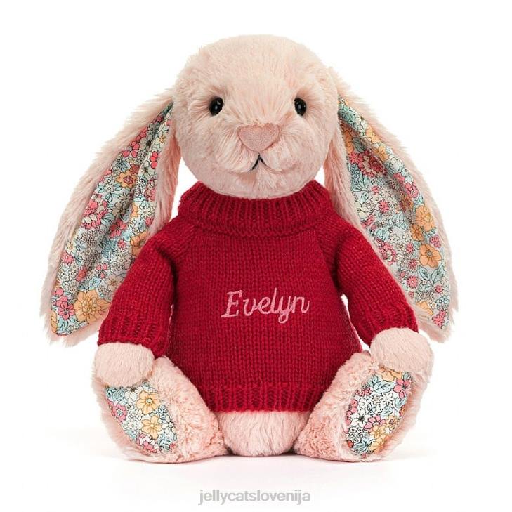 sl Jellycat blossom blush zajček z personalizirano rdečo skakalo breskve P622425 igrača