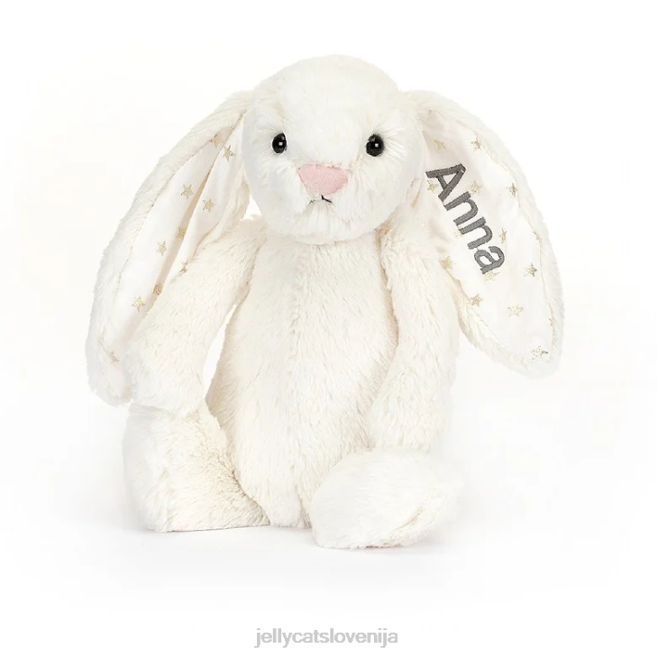 sl Jellycat personaliziran sramežljiv svetleči zajček srednje kremne barve P622203 igrača