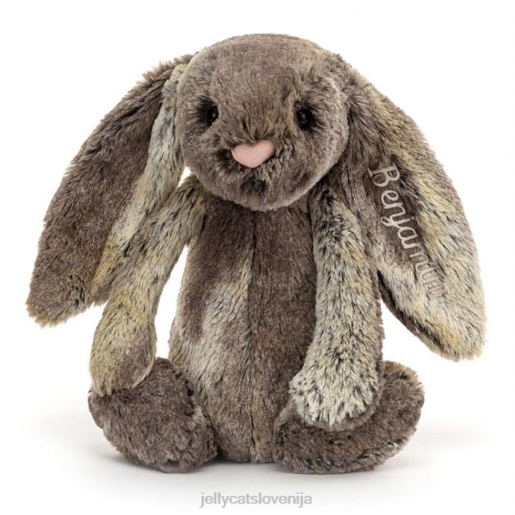 sl Jellycat personaliziran sramežljiv zajček iz bombažnega repa, srednje siv P622478 igrača