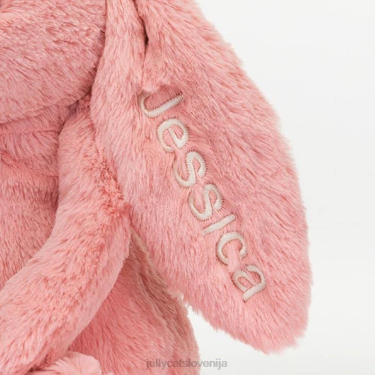 sl Jellycat personaliziran sramežljiv zajček s cvetnimi listi srednji sorbet roza P622130 igrača