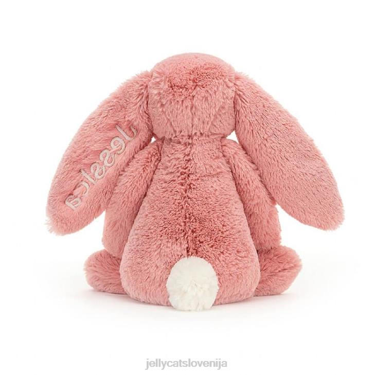 sl Jellycat personaliziran sramežljiv zajček s cvetnimi listi srednji sorbet roza P622130 igrača