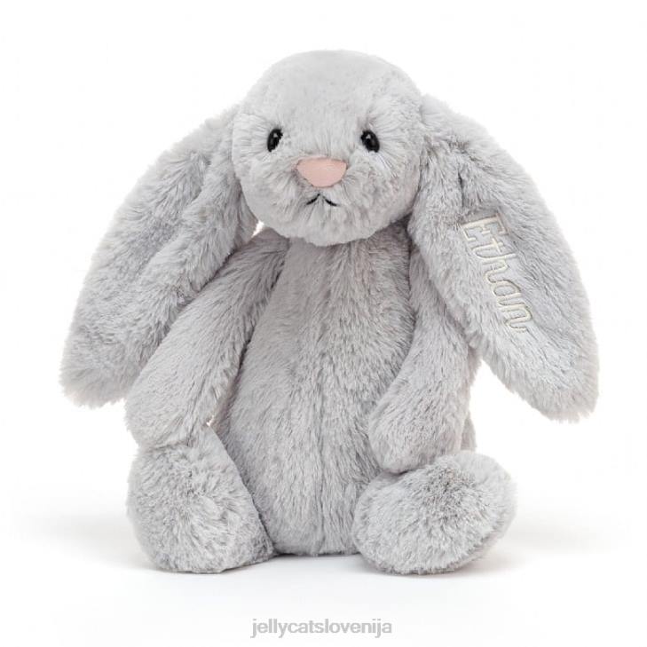 sl Jellycat personaliziran sramežljiv zajček srednje srebrne barve P622273 igrača