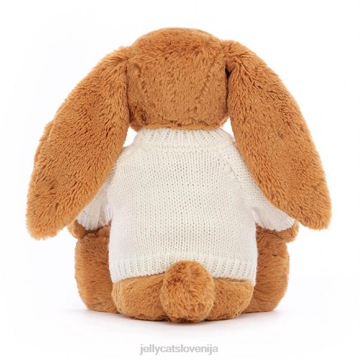 sl Jellycat sramežljiv en zajček s personaliziranim kremnim puloverjem v zlati barvi P622355 igrača