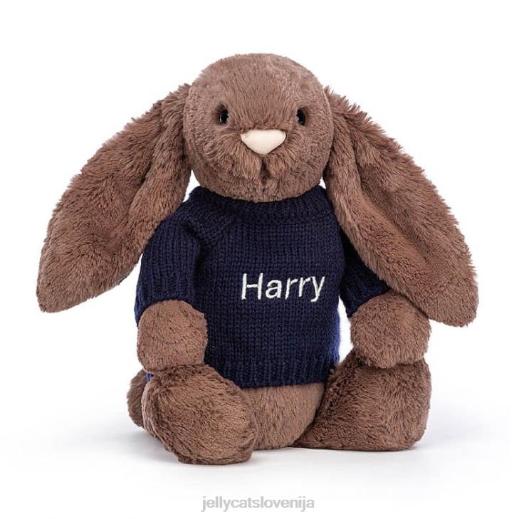 sl Jellycat sramežljiv fudge zajček s personalizirano mornarsko modro čokolado P622522 igrača