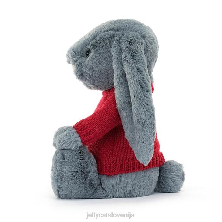 sl Jellycat sramežljiv mračen zajček z personaliziranim rdečim modrim puloverjem P622473 igrača