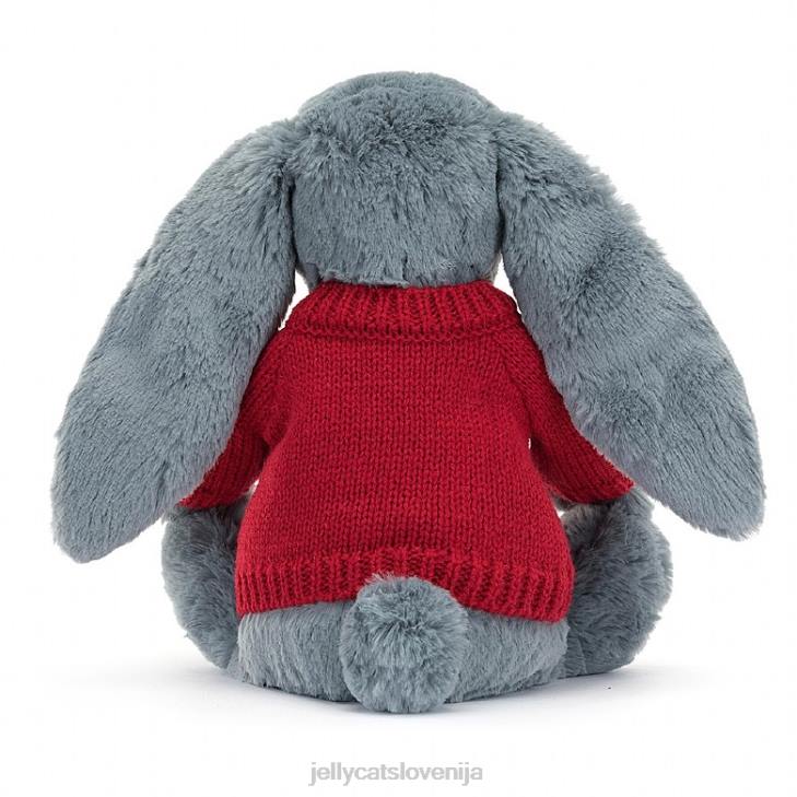 sl Jellycat sramežljiv mračen zajček z personaliziranim rdečim modrim puloverjem P622473 igrača