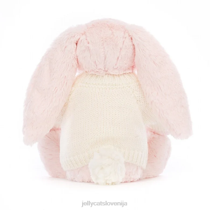 sl Jellycat sramežljiv roza zajček s personaliziranim kremnim puloverjem baby roza P622159 igrača