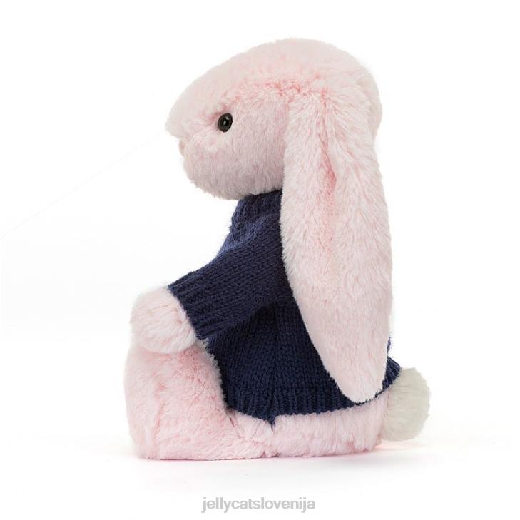 sl Jellycat sramežljiv roza zajček z personaliziranim mornarskim puloverjem otroško roza P622398 igrača