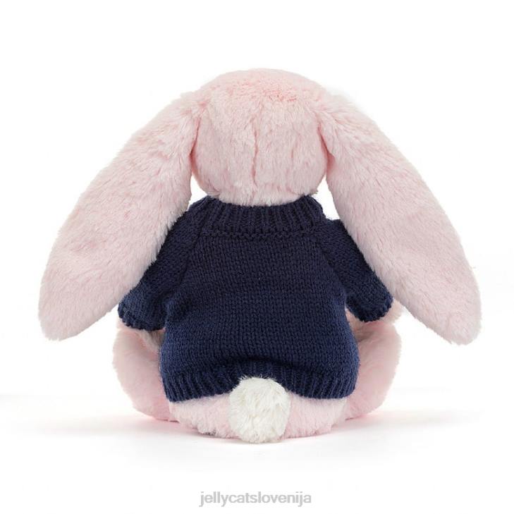sl Jellycat sramežljiv roza zajček z personaliziranim mornarskim puloverjem otroško roza P622398 igrača