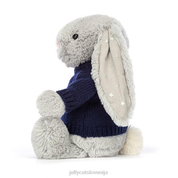 sl Jellycat sramežljiv svetleč zajček s personaliziranim mornarsko sivim jopičem P622356 igrača