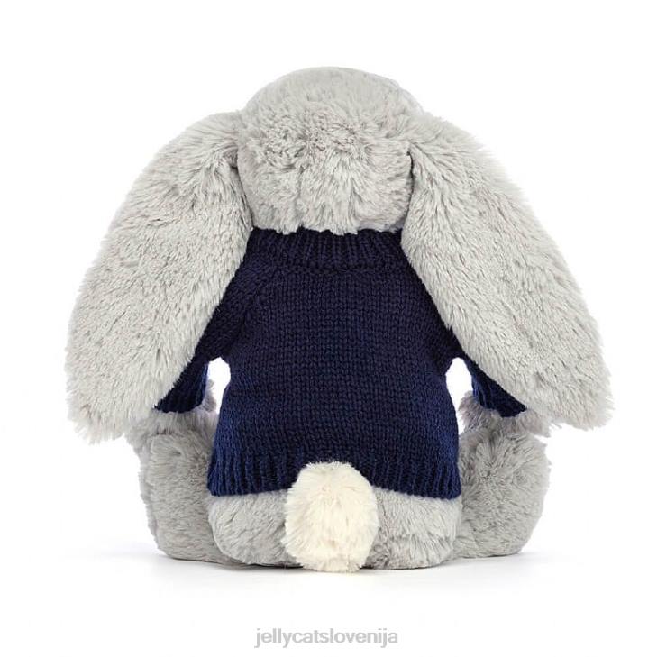 sl Jellycat sramežljiv svetleč zajček s personaliziranim mornarsko sivim jopičem P622356 igrača