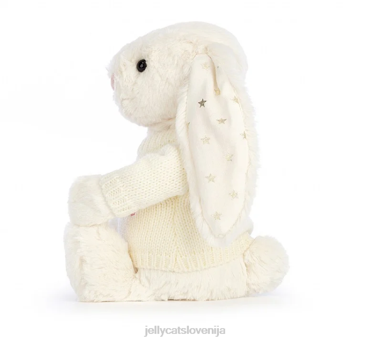 sl Jellycat sramežljiv svetlikajoči se zajček s kremnim puloverjem po meri P622188 igrača