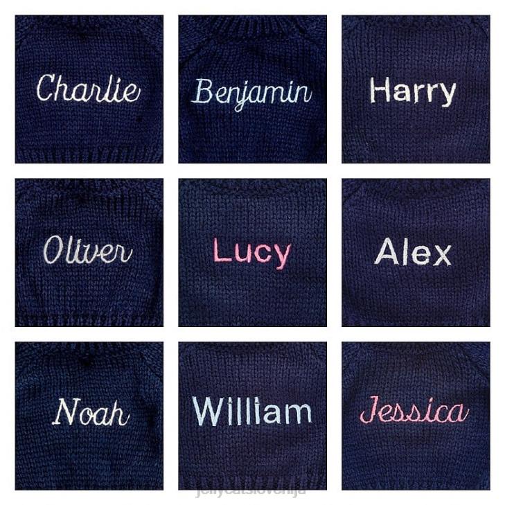 sl Jellycat sramežljiv svetlikajoči se zajček s personaliziranim mornarsko modrim kremnim puloverjem P622312 igrača