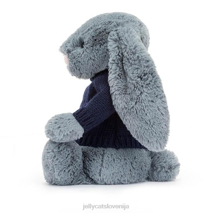 sl Jellycat sramežljiv temni zajček s personaliziranim mornarsko modrim puloverjem P622244 igrača