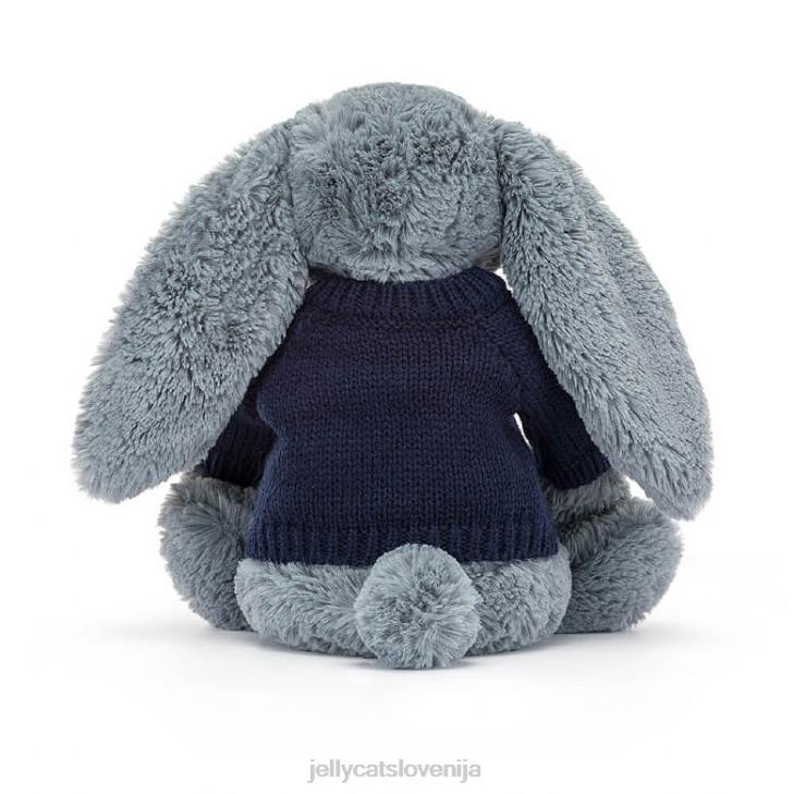sl Jellycat sramežljiv temni zajček s personaliziranim mornarsko modrim puloverjem P622244 igrača