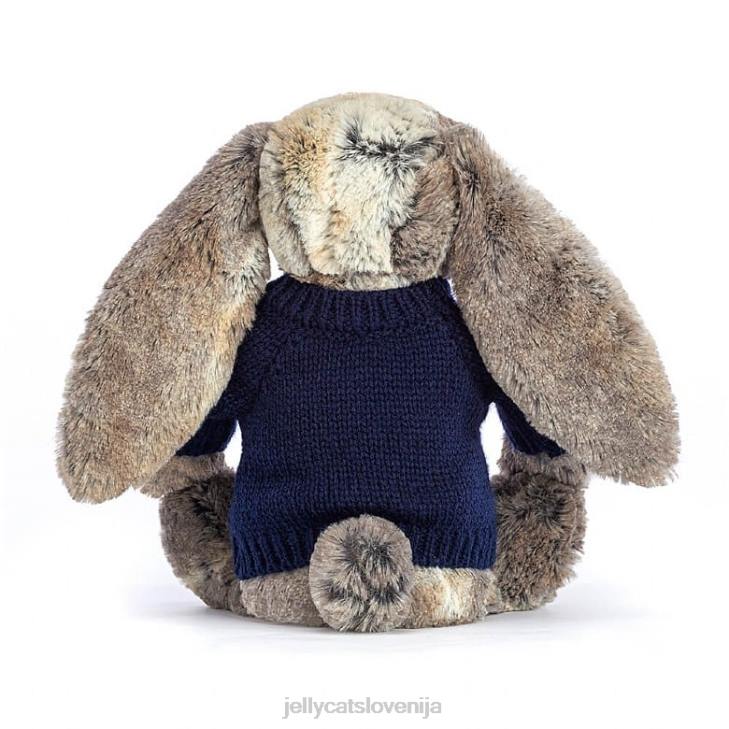 sl Jellycat sramežljiv zajček iz bombažnega repa z personaliziranim mornarsko sivim jopičem P622397 igrača