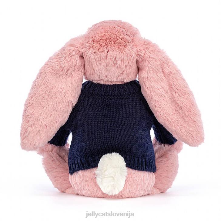 sl Jellycat sramežljiv zajček s cvetnimi lističi s personaliziranim mornarsko modrim roza sorbetom P622413 igrača