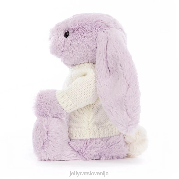 sl Jellycat sramežljiv zajček s personaliziranim kremnim puloverjem lila P622257 igrača