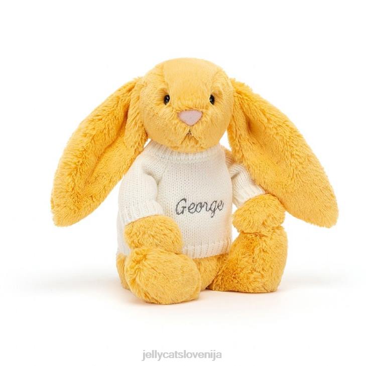 sl Jellycat sramežljiv zajček s personaliziranim kremnim puloverjem sončka P622483 igrača