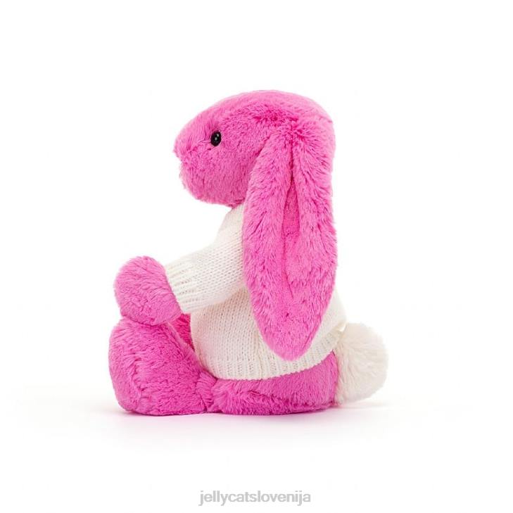sl Jellycat sramežljiv zajček s personaliziranim kremnim puloverjem vroče rožnate barve P622216 igrača