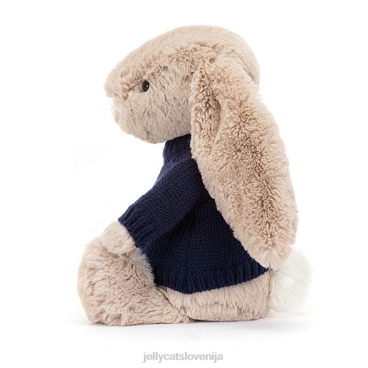 sl Jellycat sramežljiv zajček s personaliziranim mornarskim puloverjem v bež barvi P622147 igrača