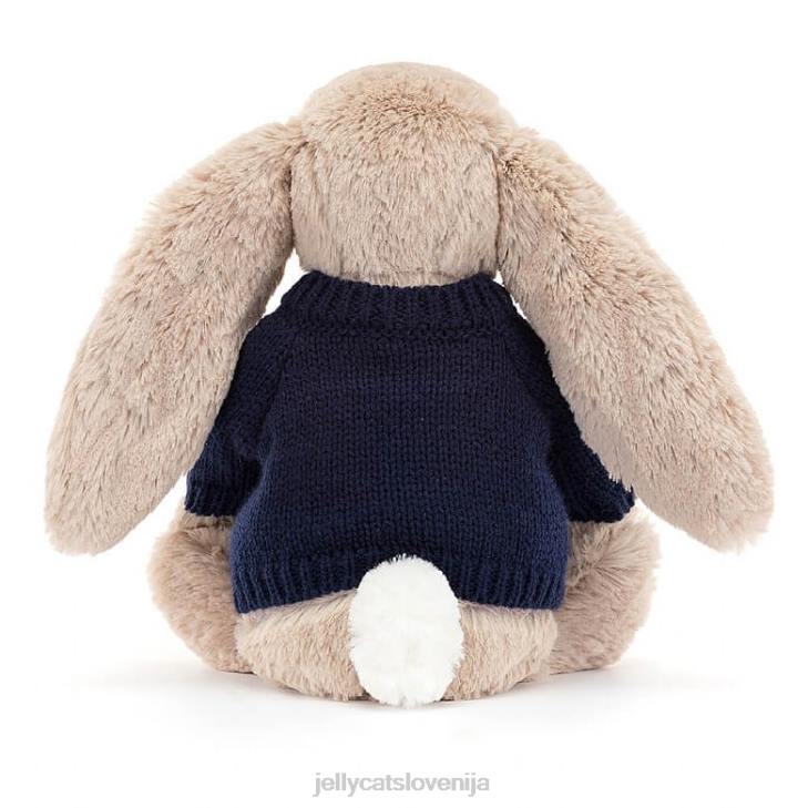 sl Jellycat sramežljiv zajček s personaliziranim mornarskim puloverjem v bež barvi P622147 igrača
