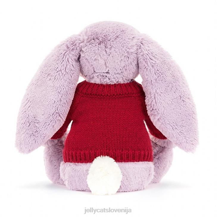 sl Jellycat sramežljiv zajček s personaliziranim rdečim jopičem lila P622300 igrača