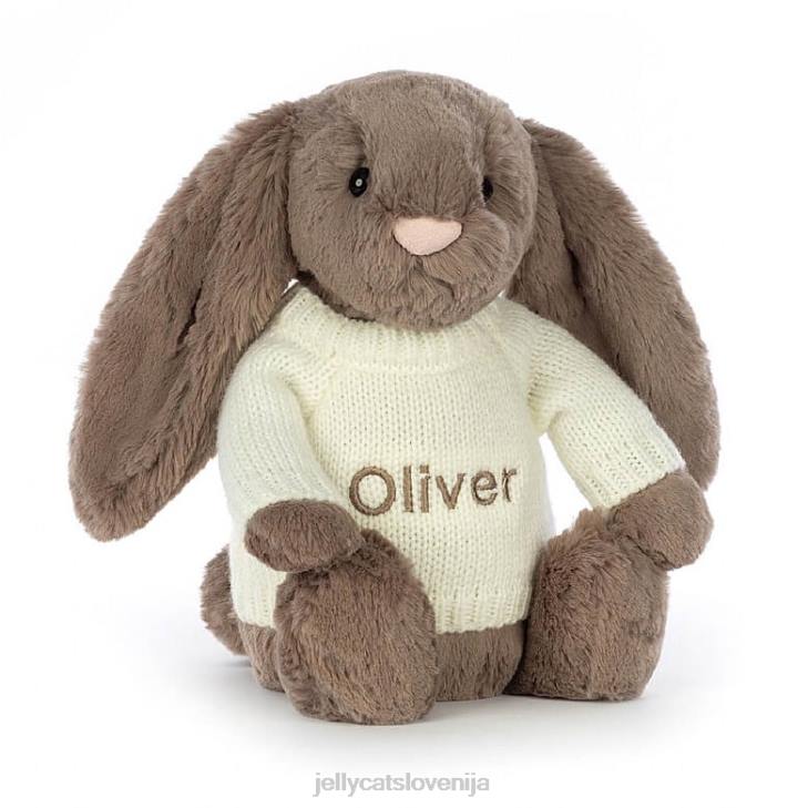 sl Jellycat sramežljiv zajček s tartufi s personaliziranim krem ​​rjavim puloverjem P622281 igrača