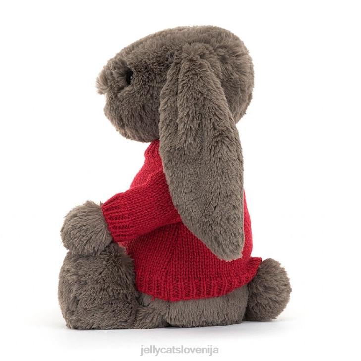 sl Jellycat sramežljiv zajček s tartufi s personaliziranim rdečim skakačem rjave barve P622270 igrača