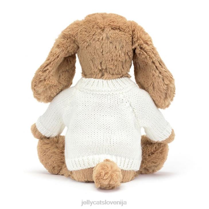 sl Jellycat sramežljiv kuža karamele s personaliziranim kremnim puloverjem v bež barvi P622135 igrača