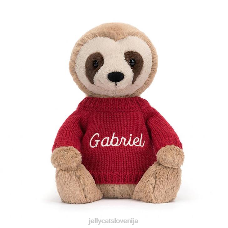 sl Jellycat sramežljiv lenuh s personaliziranim rdečim puloverjem P622205 igrača