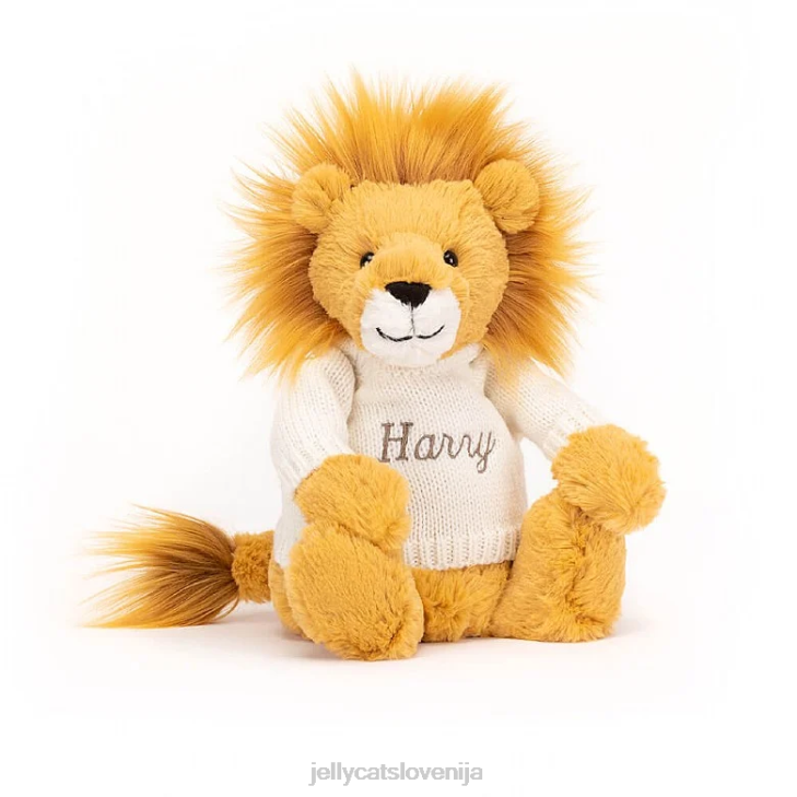sl Jellycat sramežljiv lev s personaliziranim krem ​​rumenim puloverjem P622539 igrača