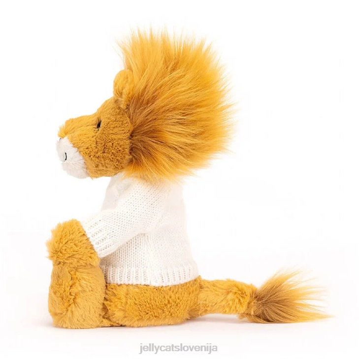 sl Jellycat sramežljiv lev s personaliziranim krem ​​rumenim puloverjem P622539 igrača