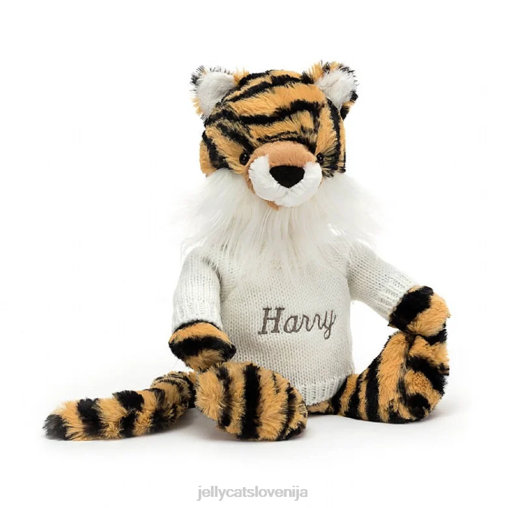 sl Jellycat sramežljiv tiger z personaliziranim kremnim puloverjem v več barvah P622327 igrača
