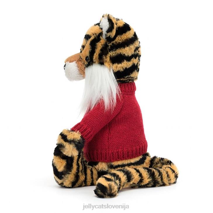 sl Jellycat sramežljiv tiger z personaliziranim rdečim večbarvnim jopičem P622313 igrača