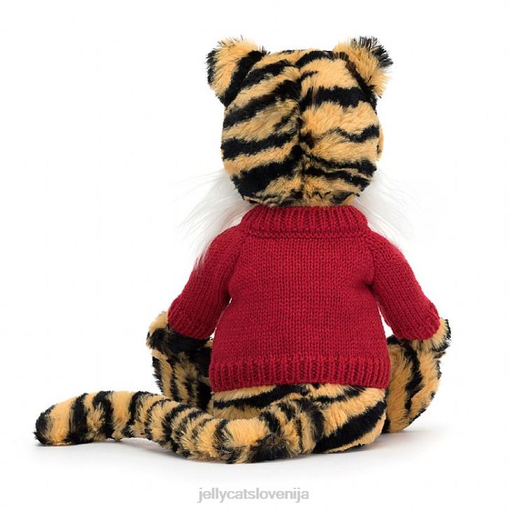 sl Jellycat sramežljiv tiger z personaliziranim rdečim večbarvnim jopičem P622313 igrača