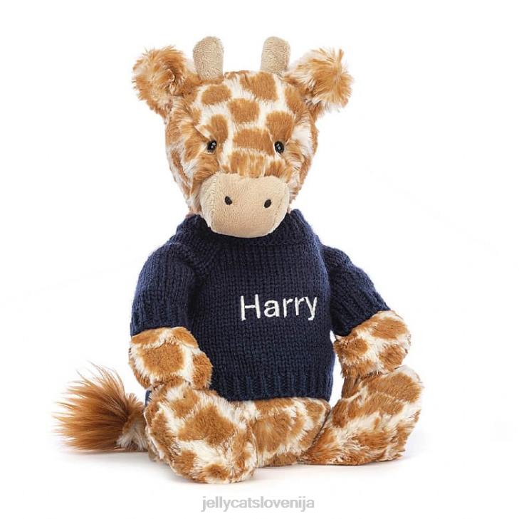 sl Jellycat sramežljiva žirafa s personaliziranim mornarsko oranžnim jopičem P622283 igrača