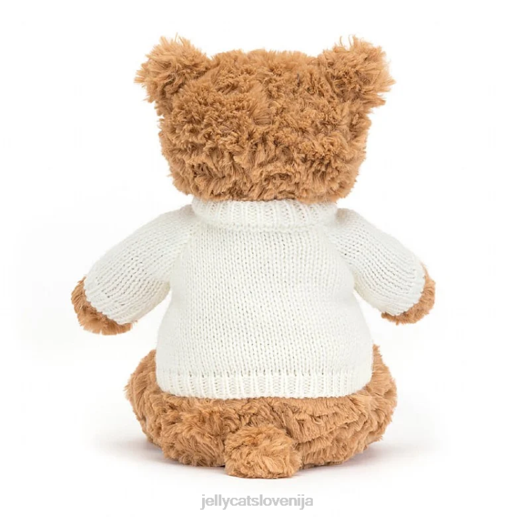 sl Jellycat medvedek bartholomew s personaliziranim krem ​​puloverjem rjave barve P62289 igrača